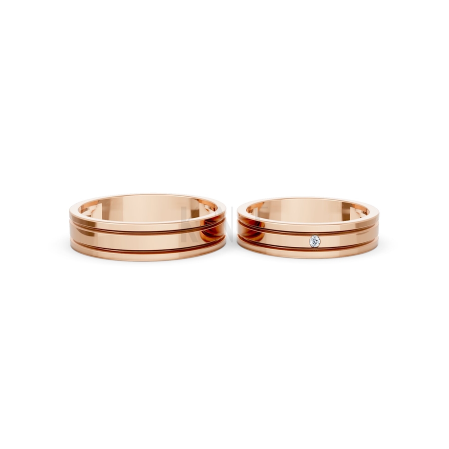 NHẪN CƯỚI A227 màu vàng hồng Rose Gold thiết kế đối xứng, phong cách, ấn tượng