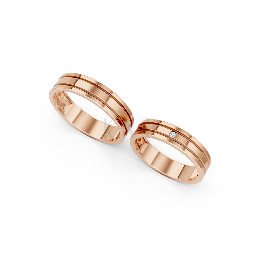 NHẪN CƯỚI A227 màu vàng hồng Rose Gold phong cách trẻ trung, nổi bật