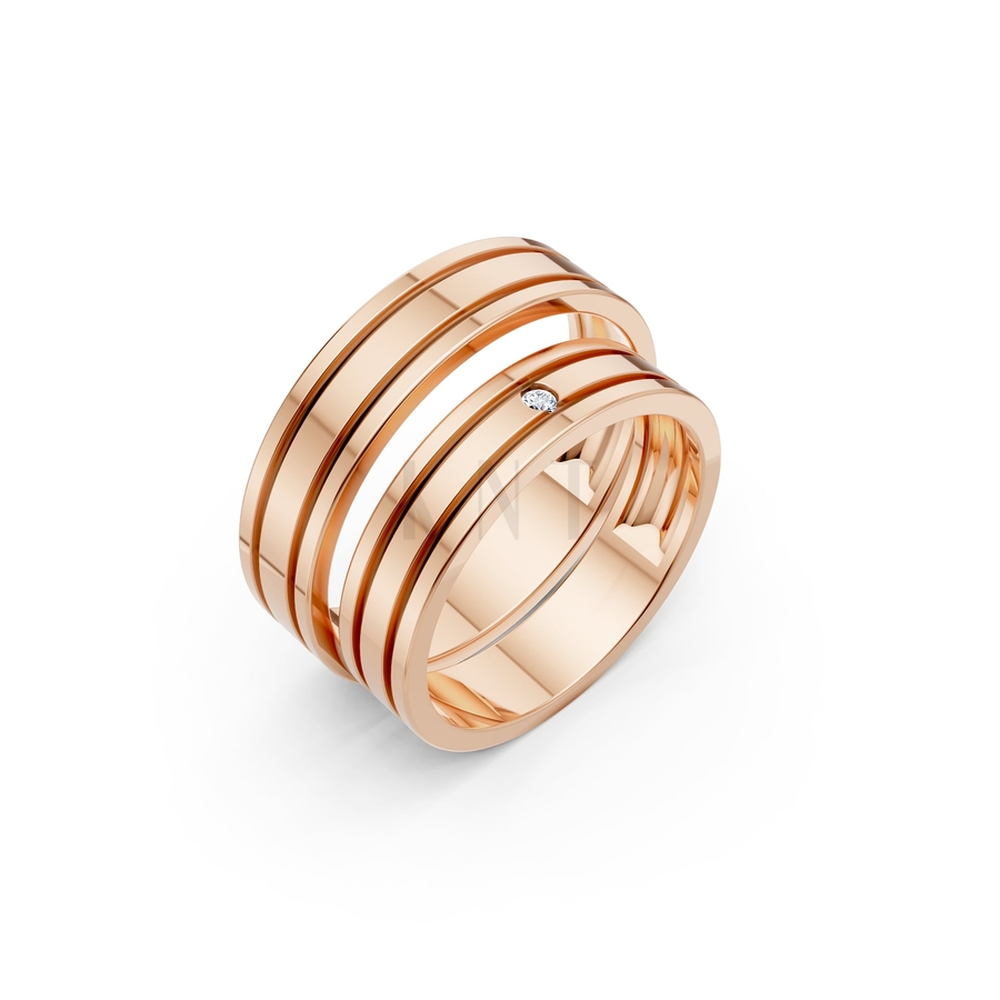 NHẪN CƯỚI A227 màu vàng hồng Rose Gold họa tiết ấn tượng, cá tính