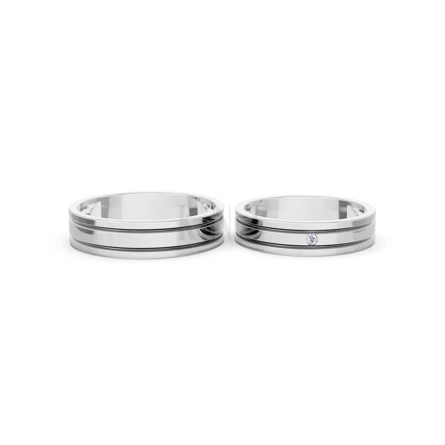 NHẪN CƯỚI A227 màu vàng trắng White Gold vàng sáng bóng, thiết kế trẻ trung