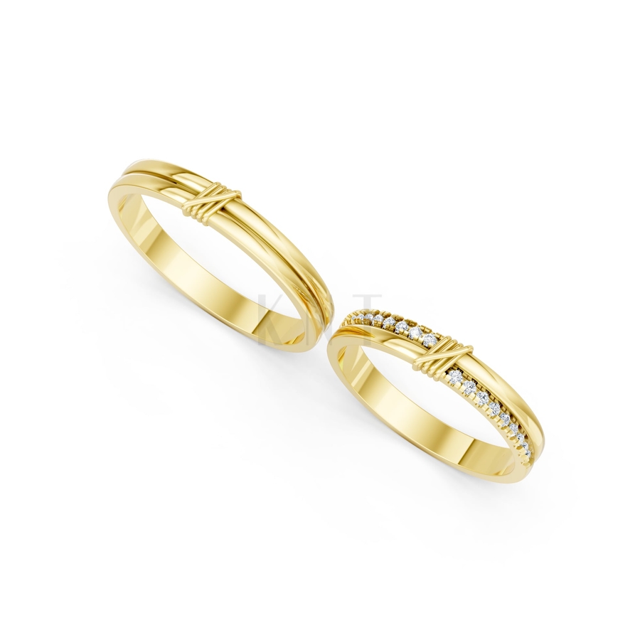 Nhẫn cưới A234 màu Vàng Gold thiết kế tinh xảo, độc đáo