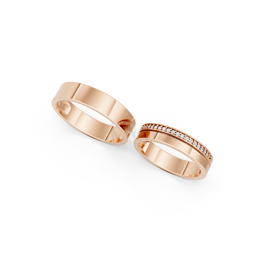 Nhẫn cưới A247 màu vàng hồng Rose Gold thiết kế đối xứng, phong cách, ấn tượng