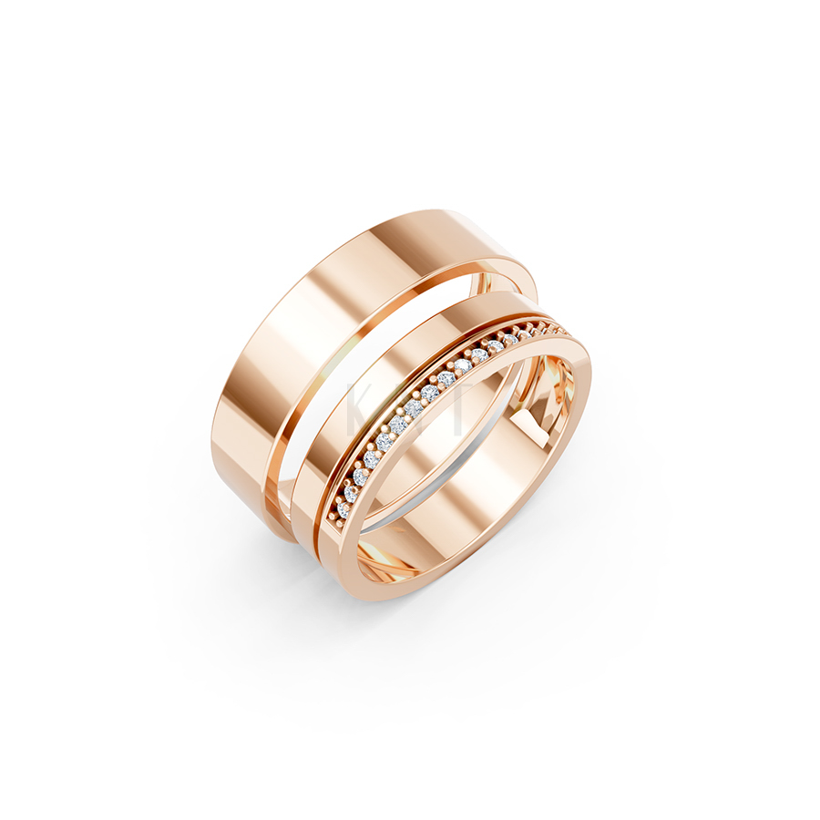 Nhẫn cưới A247 màu vàng hồng Rose Gold họa tiết ấn tượng, cá tính