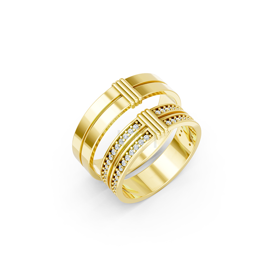 Nhẫn cưới A249 màu Vàng Gold thiết kế độc đáo, sang trọng