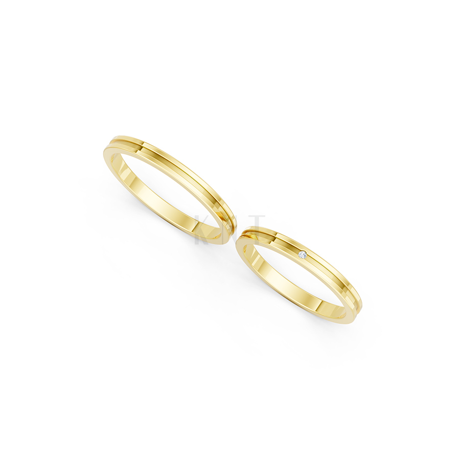 NHẪN CƯỚI A254 màu Vàng Gold thiết kế tinh xảo, độc đáo