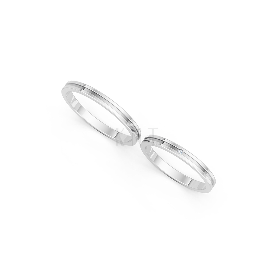 NHẪN CƯỚI A254 màu vàng trắng White Gold vàng sáng bóng, thiết kế trẻ trung