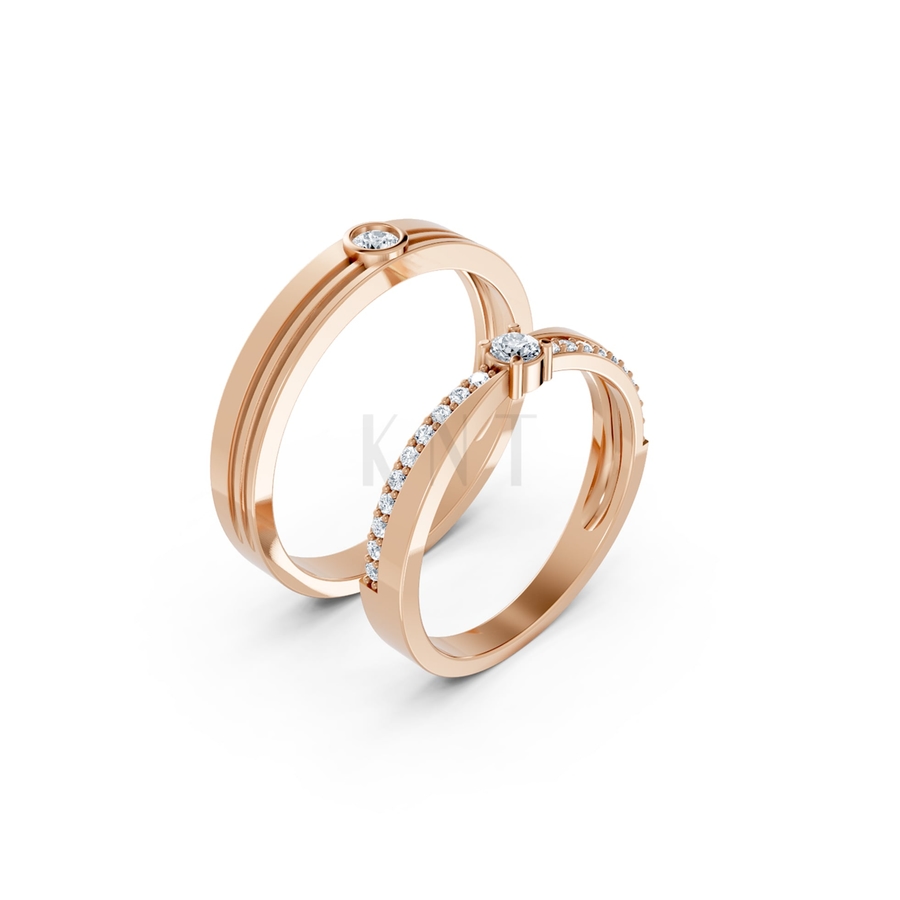NHẪN CƯỚI A272 màu vàng hồng Rose Gold họa tiết ấn tượng, cá tính