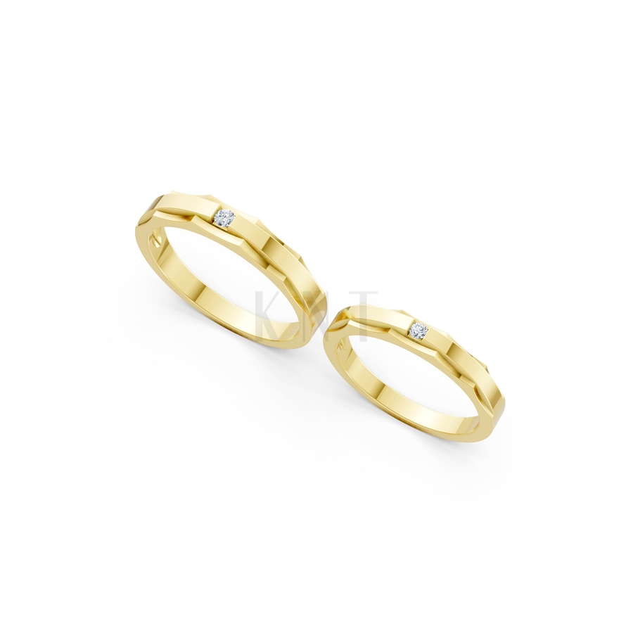 Nhẫn cưới A74 màu Vàng Gold thiết kế phá cách, sang trọng