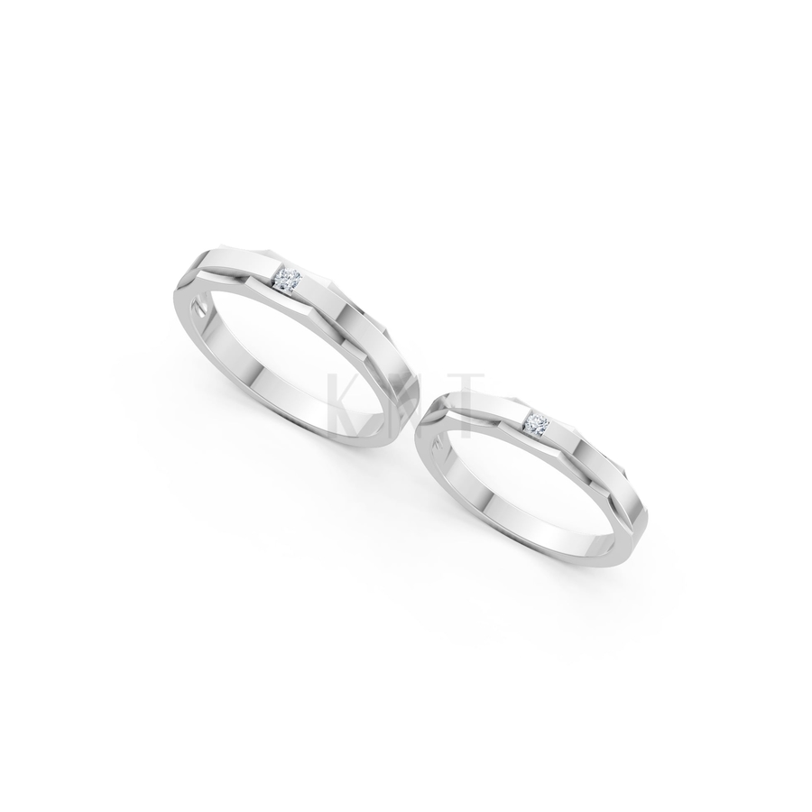 Nhẫn cưới A74 màu vàng trắng White Gold vàng sáng, đường nét sắc sảo, tinh tế