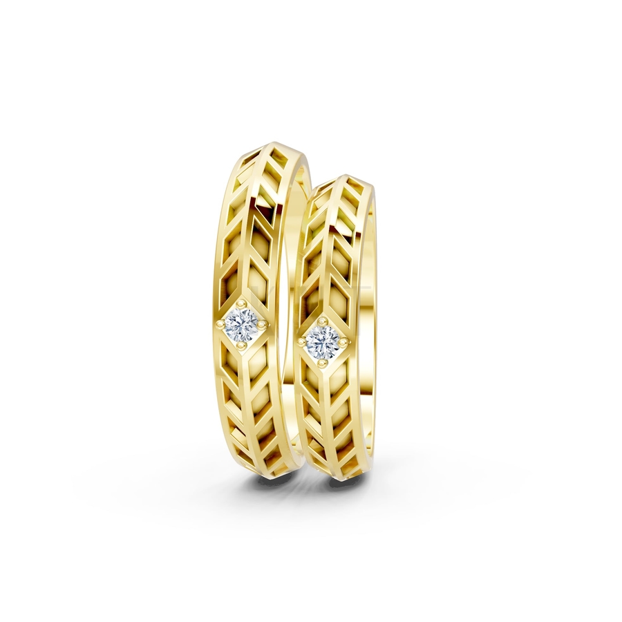 Nhẫn cưới Collab Ceramic – A160 màu Vàng Gold vàng 10K/14K/18K/607 cao cấp, thanh lịch