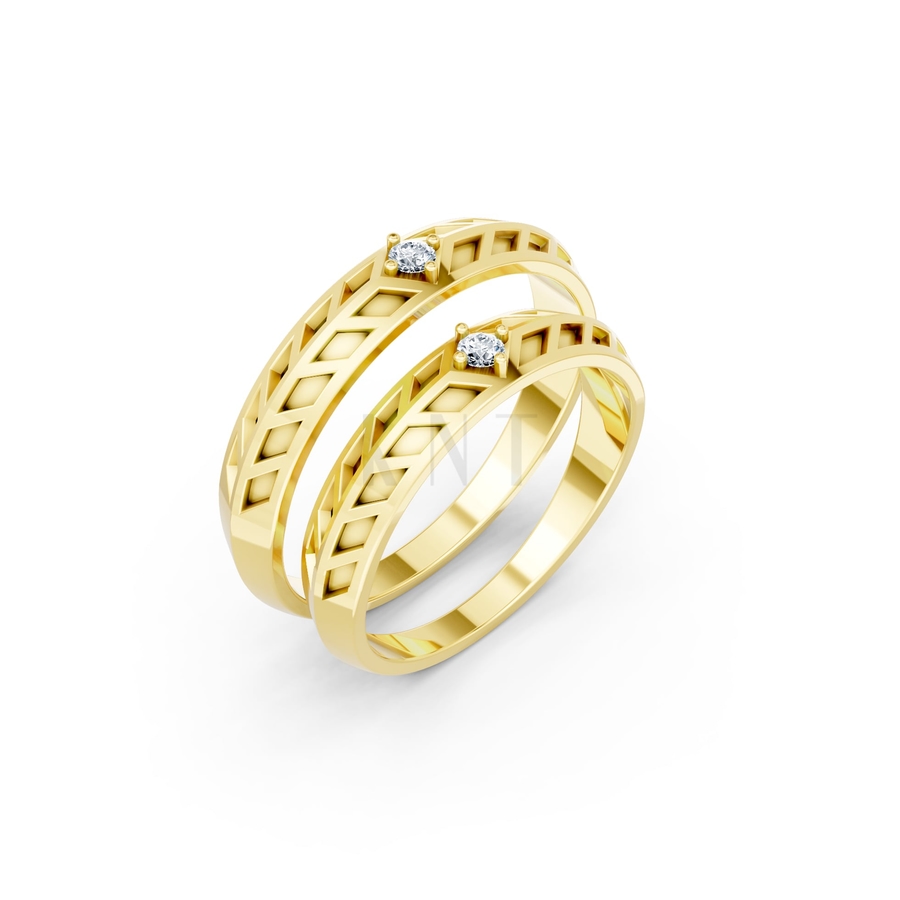 Nhẫn cưới Collab Ceramic – A160 màu Vàng Gold thiết kế tinh tế, sang trọng