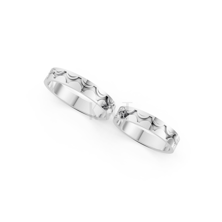 Nhẫn cưới Collab Ceramic – A161 màu vàng trắng White Gold vàng sáng, đường nét sắc sảo, tinh tế