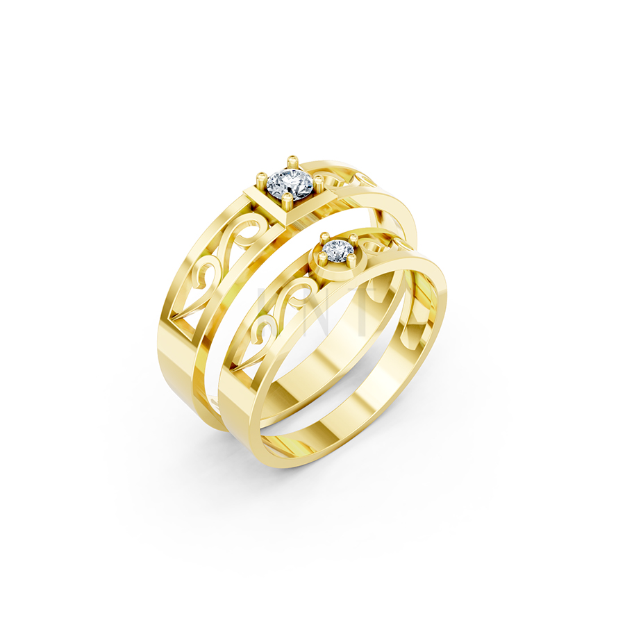 Nhẫn cưới E282 phong cách cổ điển, thiết kế vượt thời gian màu Vàng Gold thiết kế tinh tế, sang trọng
