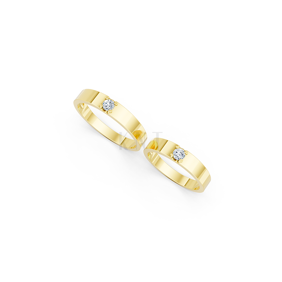 Nhẫn cưới E324 màu Vàng Gold thiết kế tinh xảo, độc đáo