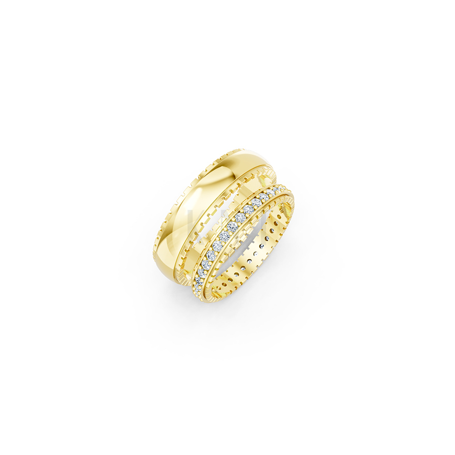 Nhẫn cưới E382 màu Vàng Gold thiết kế tinh tế, sang trọng