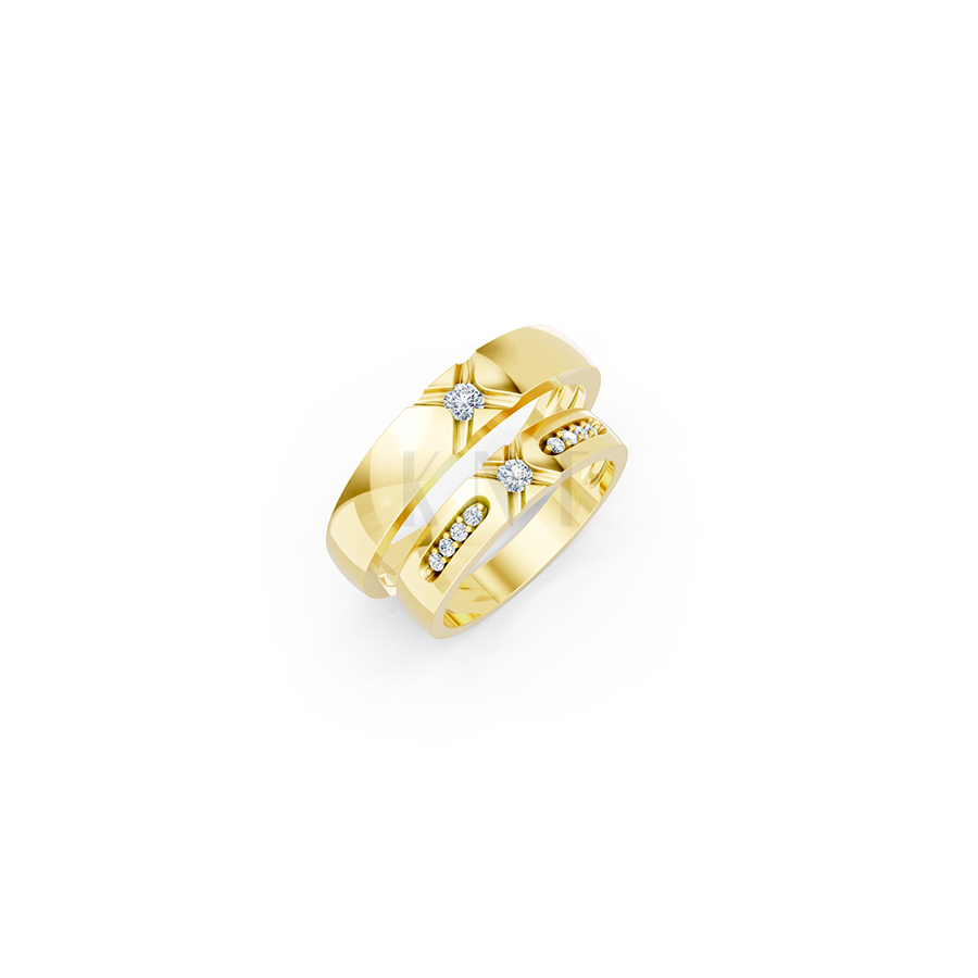 Nhẫn cưới E390 màu Vàng Gold thiết kế tinh tế, sang trọng