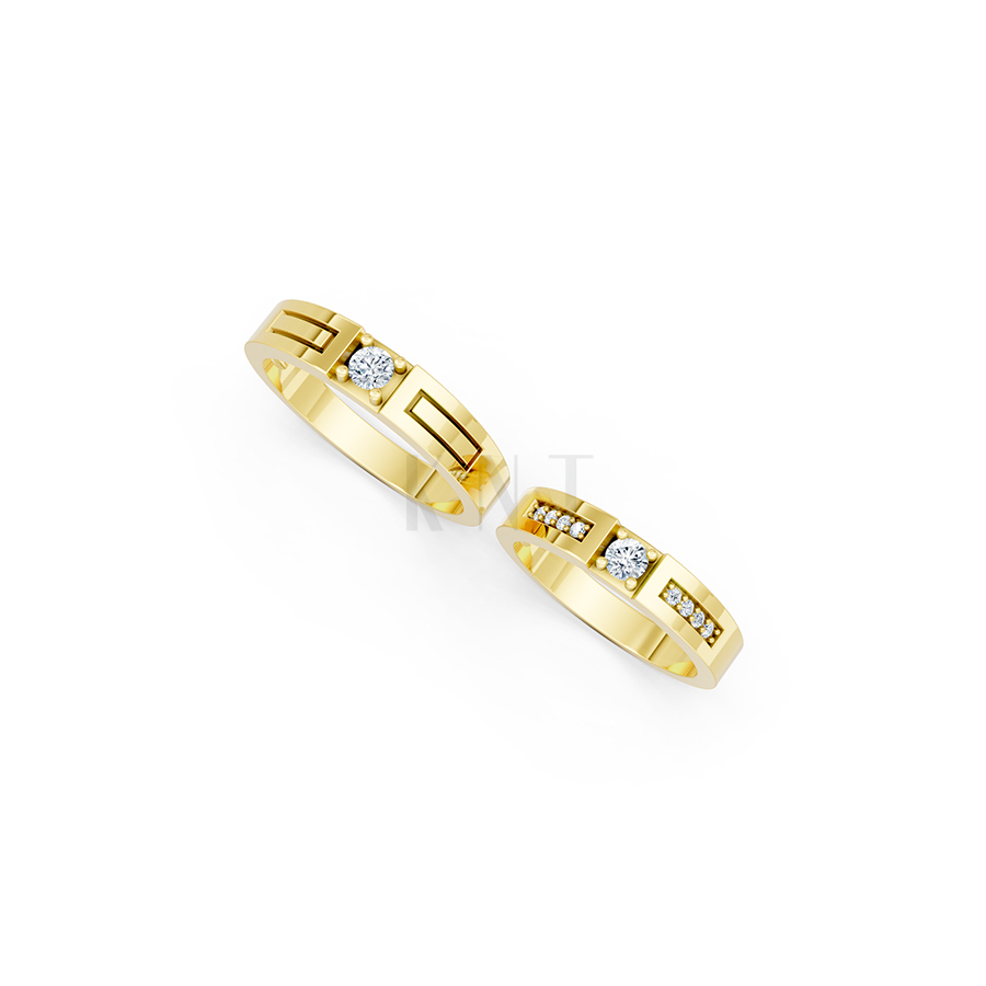 Nhẫn cưới E448 màu Vàng Gold vàng 10K/14K/18K/607 cao cấp, thanh lịch