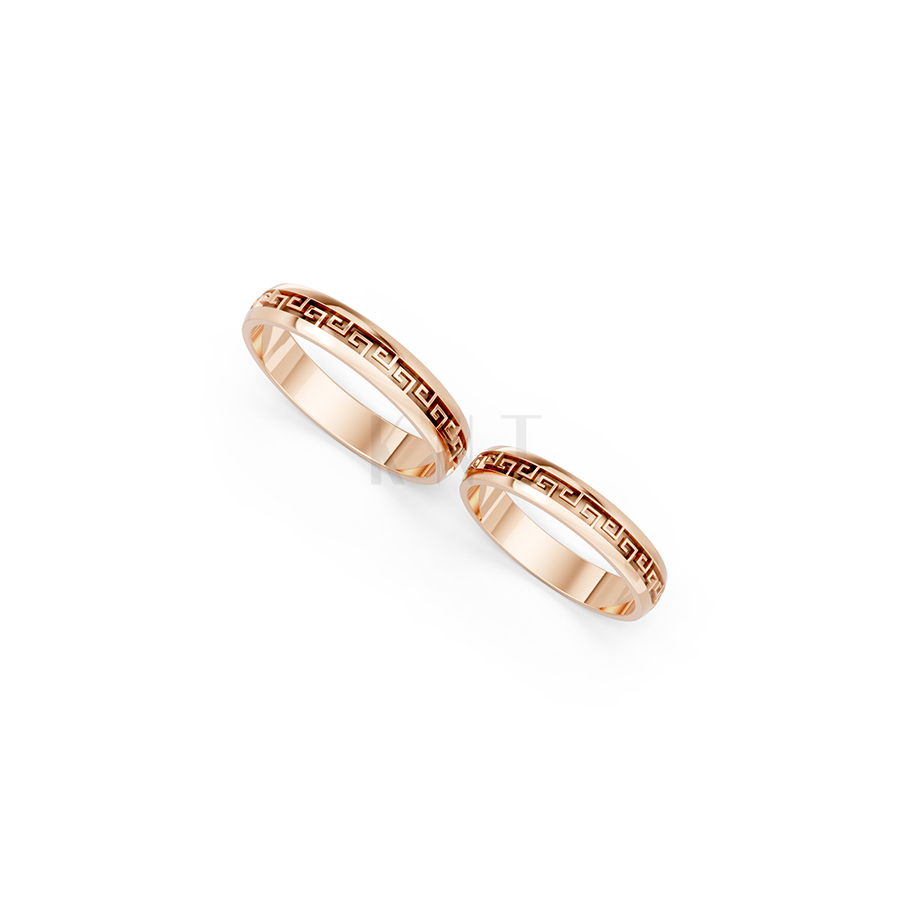 Nhẫn cưới E467 màu vàng hồng Rose Gold thiết kế đối xứng, phong cách, ấn tượng