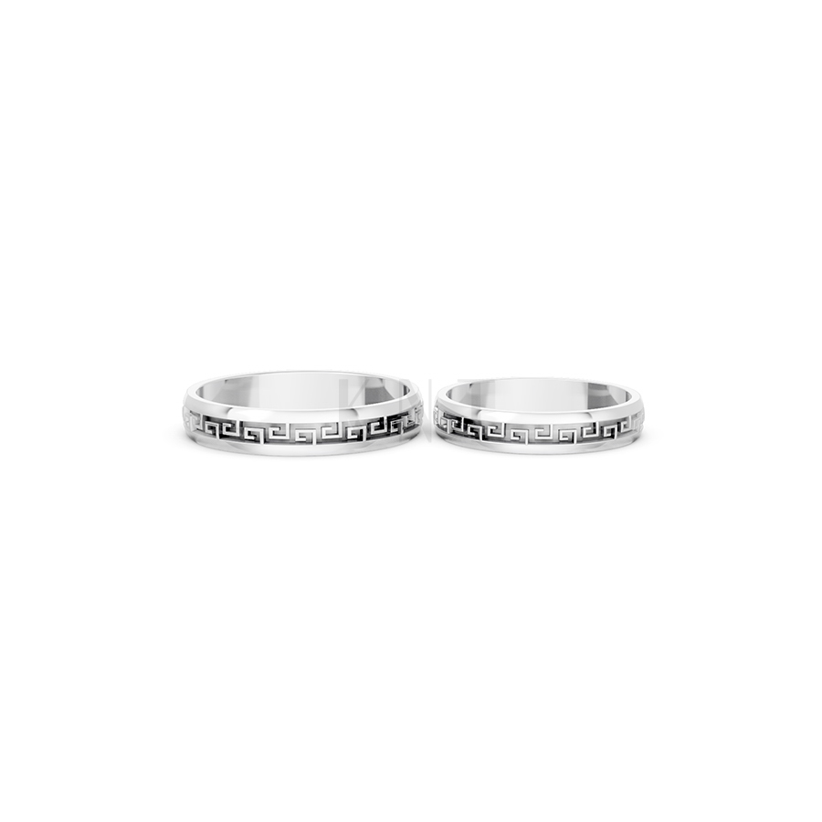 Nhẫn cưới E467 màu vàng trắng White Gold vàng sáng bóng, thiết kế trẻ trung
