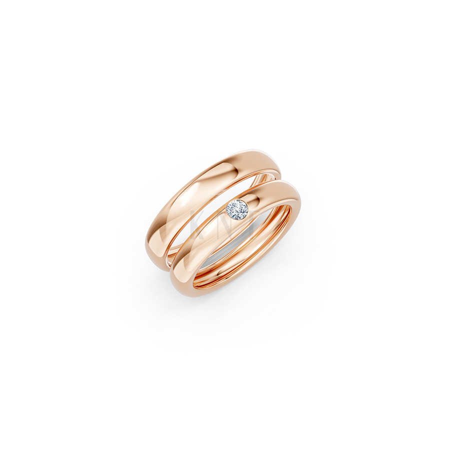 Nhẫn cưới E487 màu vàng hồng Rose Gold họa tiết ấn tượng, cá tính