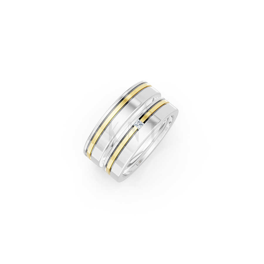 Nhẫn cưới E493 phối màu Dual Color họa tiết ấn tượng, cá tính