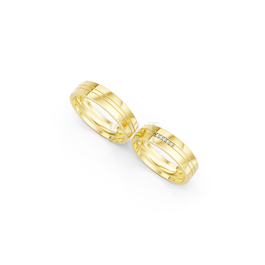 Nhẫn cưới E494 màu Vàng Gold thiết kế phá cách, sang trọng