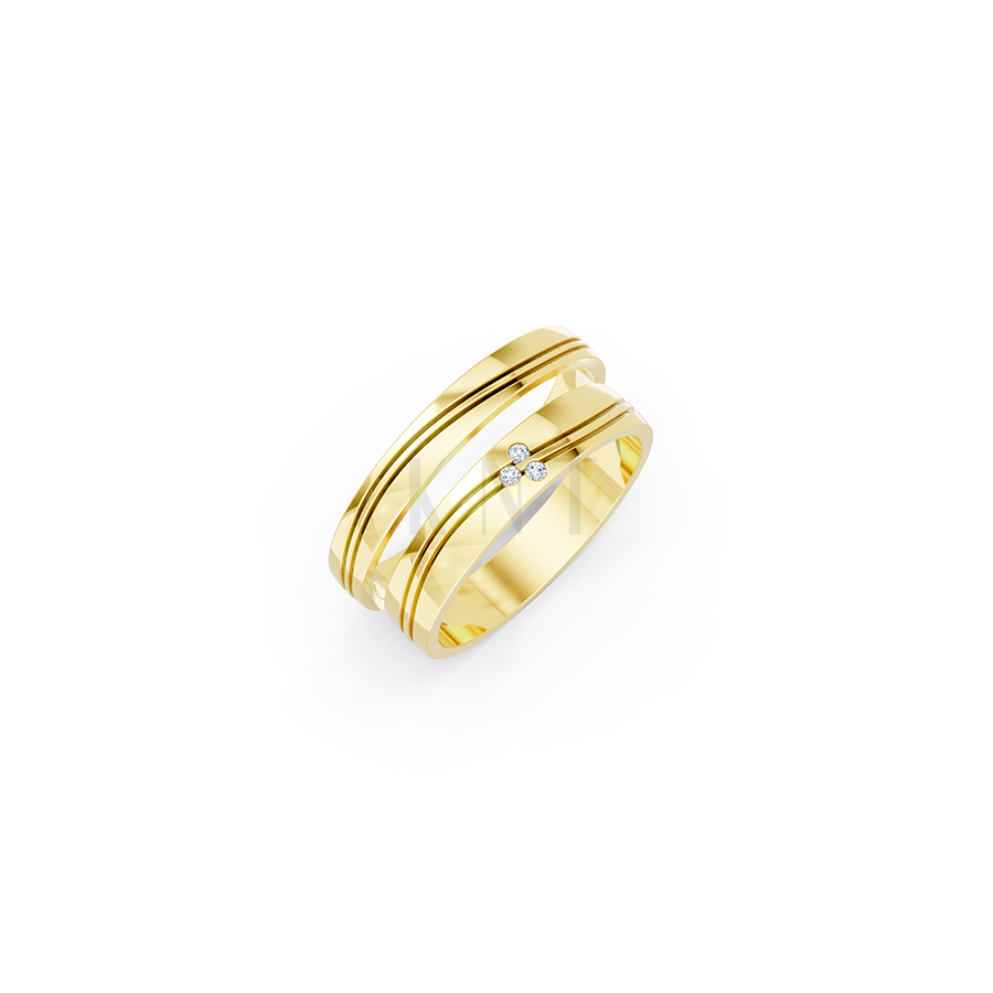 Nhẫn cưới E495 màu Vàng Gold thiết kế tinh tế, sang trọng