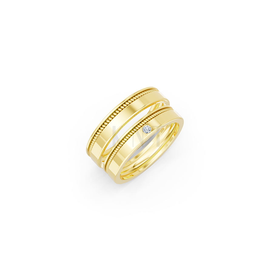 Nhẫn cưới E515 thiết kế tinh xảo, đường nét mềm mại màu Vàng Gold thiết kế tinh tế, sang trọng