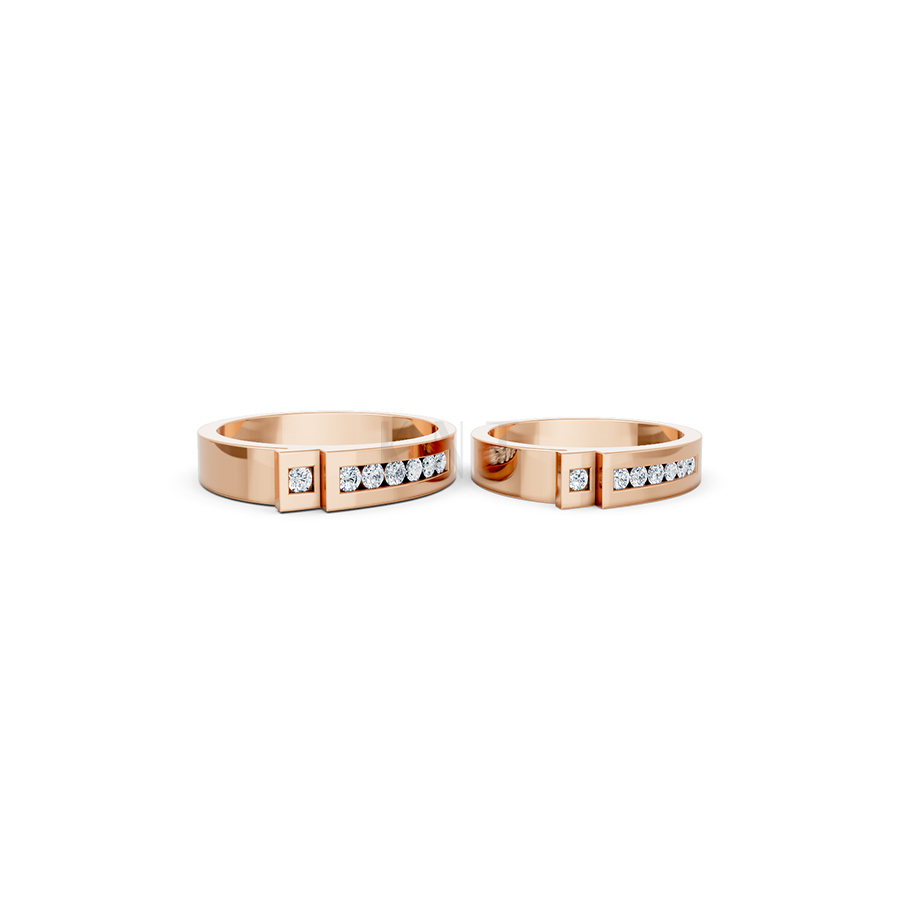 Nhẫn cưới E55 màu vàng hồng Rose Gold phong cách trẻ trung, nổi bật