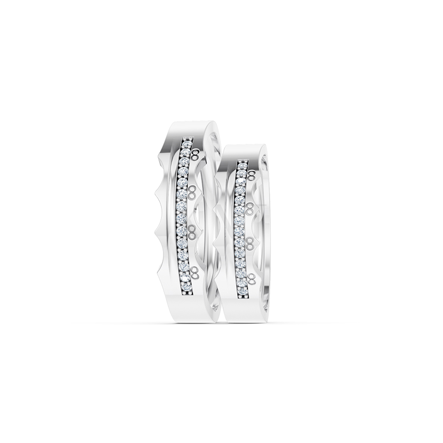 Nhẫn cưới E66 đường nét uốn lượn độc đáo và chân thật màu vàng trắng White Gold vàng sáng, đường nét sắc sảo, tinh tế