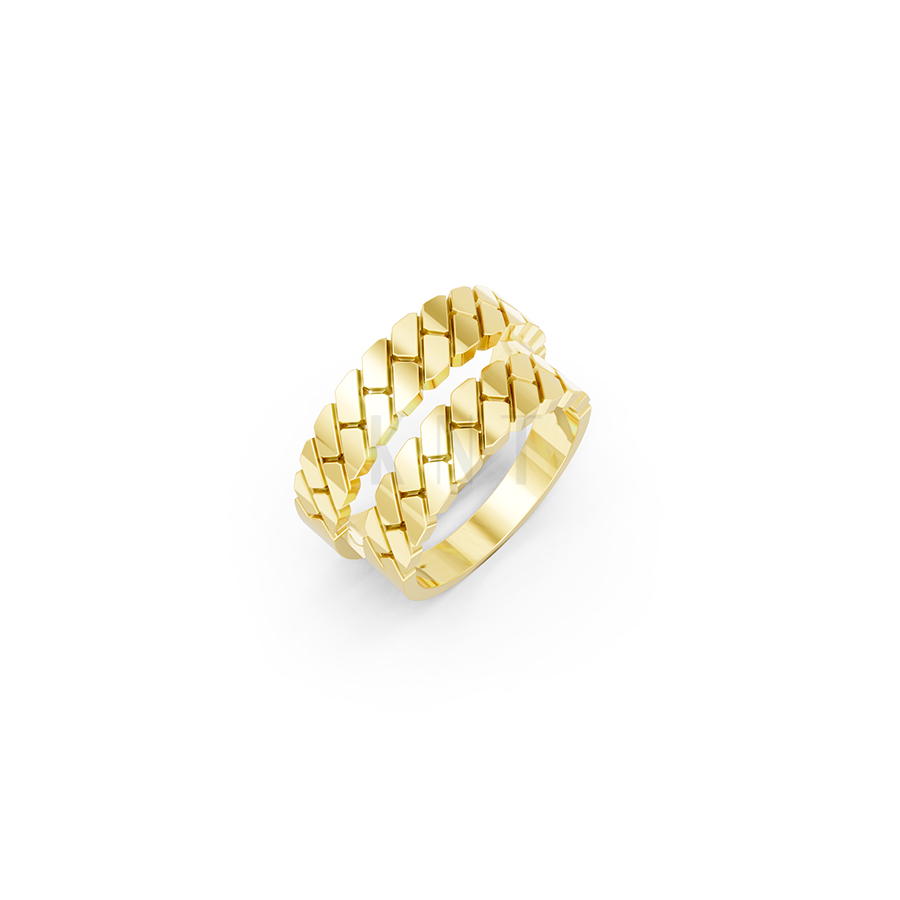 Nhẫn cưới E811 đường nét mạnh mẽ, phong cách cá tính màu Vàng Gold thiết kế tinh tế, sang trọng