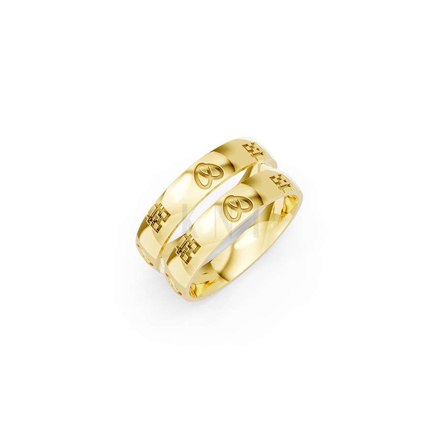 Nhẫn cưới E820 phong cách tối giản, họa tiết trái tim màu Vàng Gold thiết kế tinh tế, sang trọng