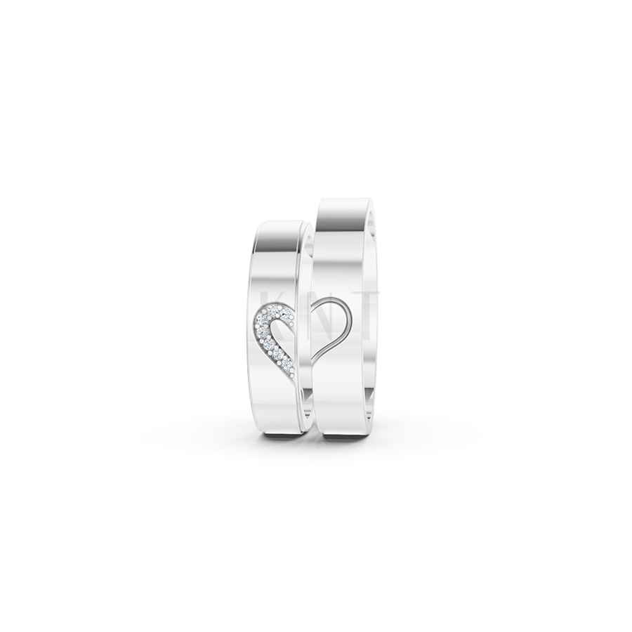 Nhẫn cưới E821 biểu tượng của sự đồng điệu và cam kết màu vàng trắng White Gold vàng sáng, đường nét sắc sảo, tinh tế