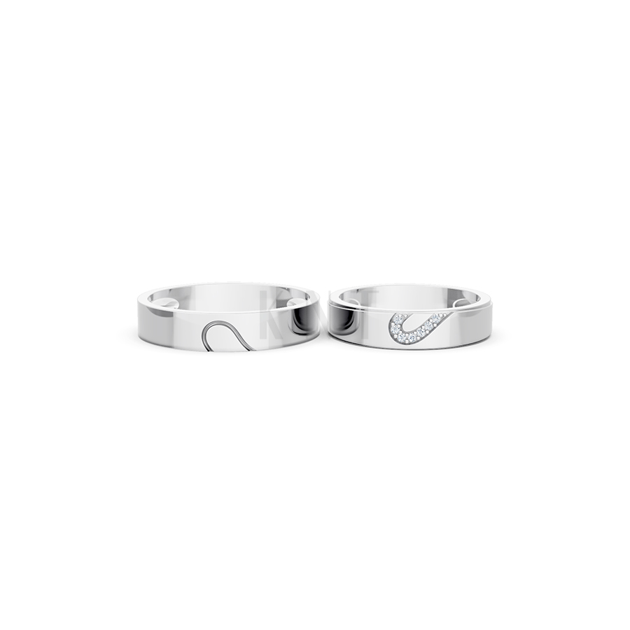 Nhẫn cưới E821 biểu tượng của sự đồng điệu và cam kết màu vàng trắng White Gold vàng sáng bóng, thiết kế trẻ trung