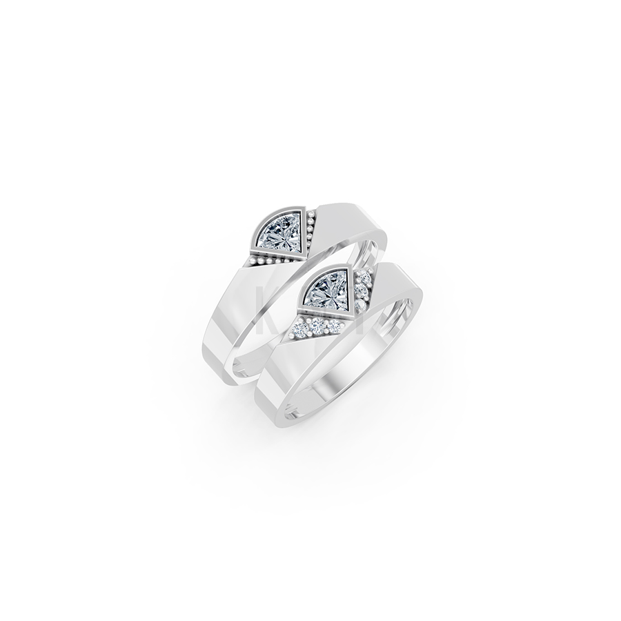 Nhẫn cưới E825 thiết kế hình kim cương dộc đáo, hiện đại màu vàng trắng White Gold kiểu dáng hiện đại, nổi bật