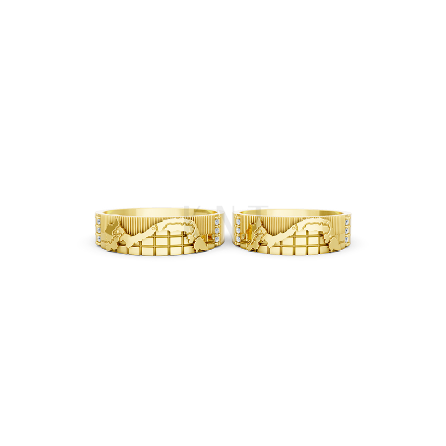Nhẫn cưới E828 họa tiết hình chữ S chế tác tinh xảo màu Vàng Gold vàng 10K/14K/18K/607 đính đá nhỏ, thanh lịch
