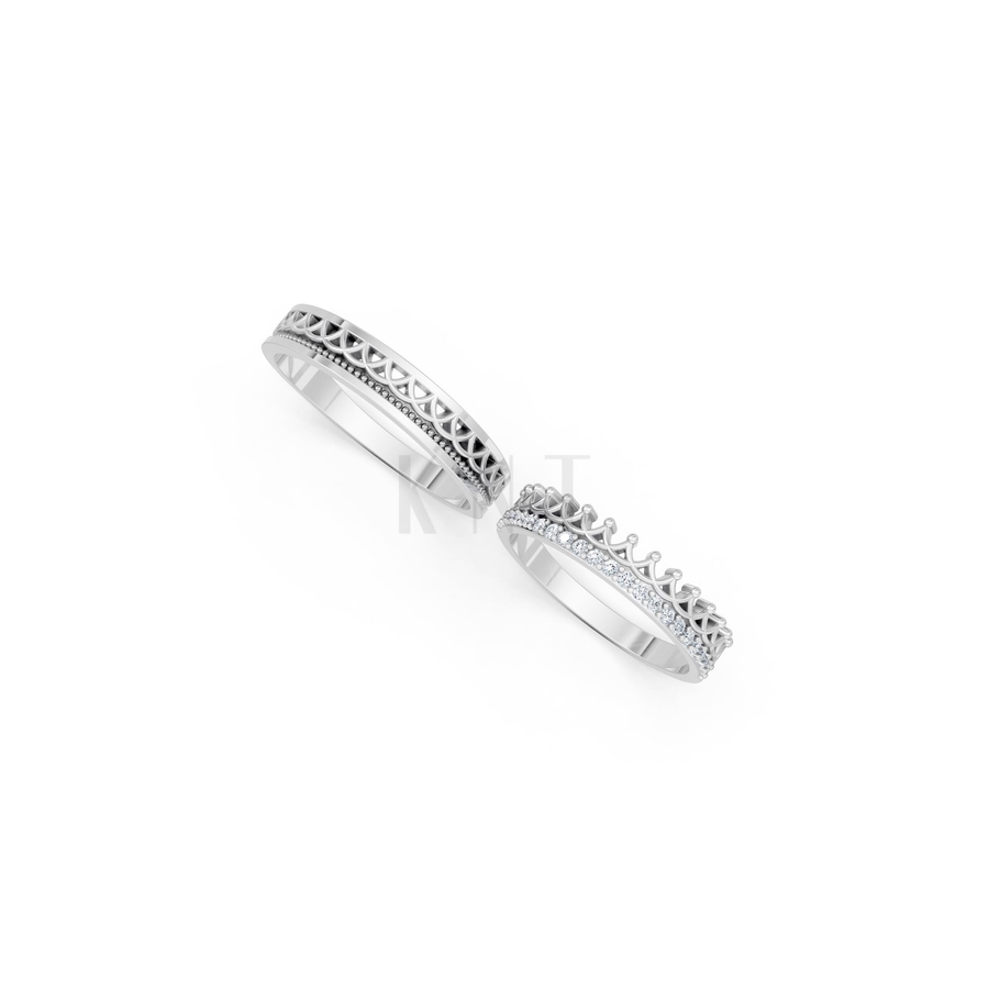 NHẪN CƯỚI E834 màu vàng trắng White Gold kiểu dáng cá tính, hiện đại