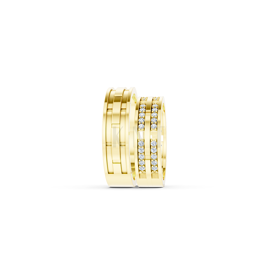 Nhẫn cưới E841 bản nhẫn lớn đính đá lấp lánh, tinh xảo màu Vàng Gold đính đá trắng, thiết kế phá cách, sang trọng