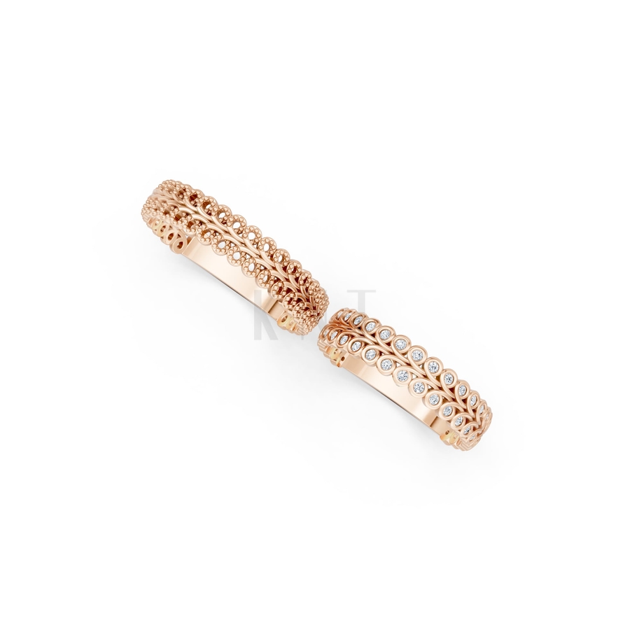 NHẪN CƯỚI E846 màu vàng hồng Rose Gold thiết kế đối xứng, phong cách, ấn tượng