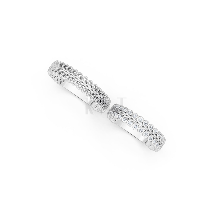 NHẪN CƯỚI E846 màu vàng trắng White Gold kiểu dáng cá tính, hiện đại