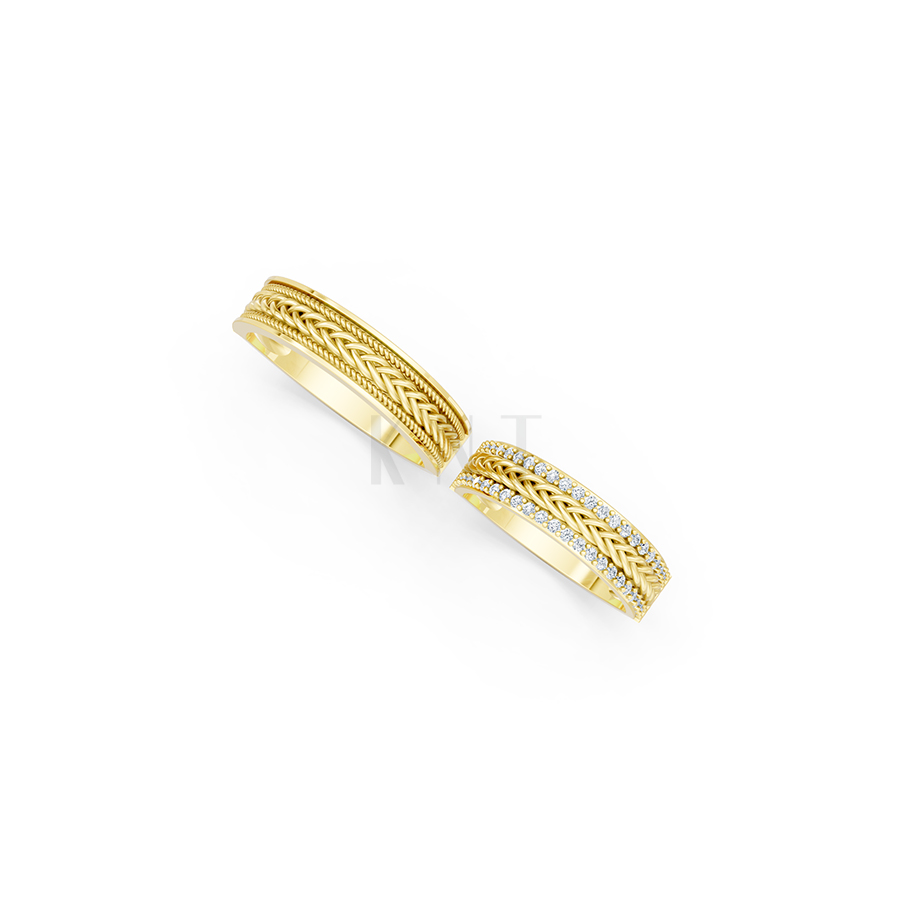 Nhẫn cưới E851 màu Vàng Gold vàng 10K/14K/18K/607 cao cấp, thanh lịch