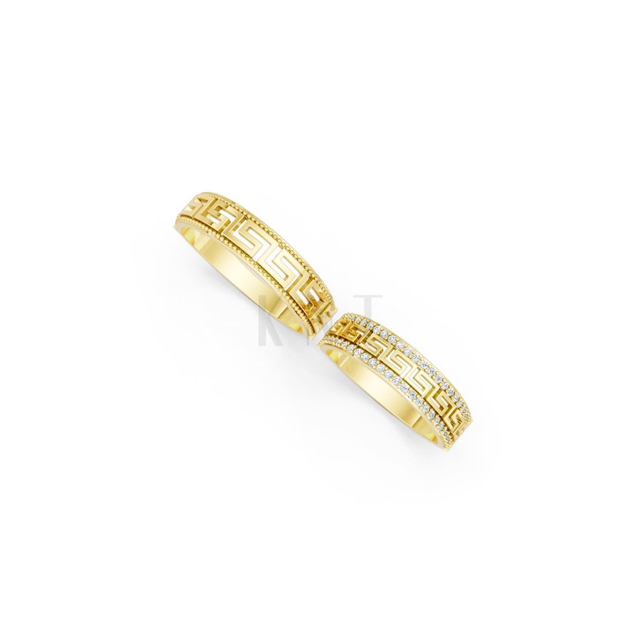 NHẪN CƯỚI E852 màu Vàng Gold vàng 10K/14K/18K/607 cao cấp, thanh lịch