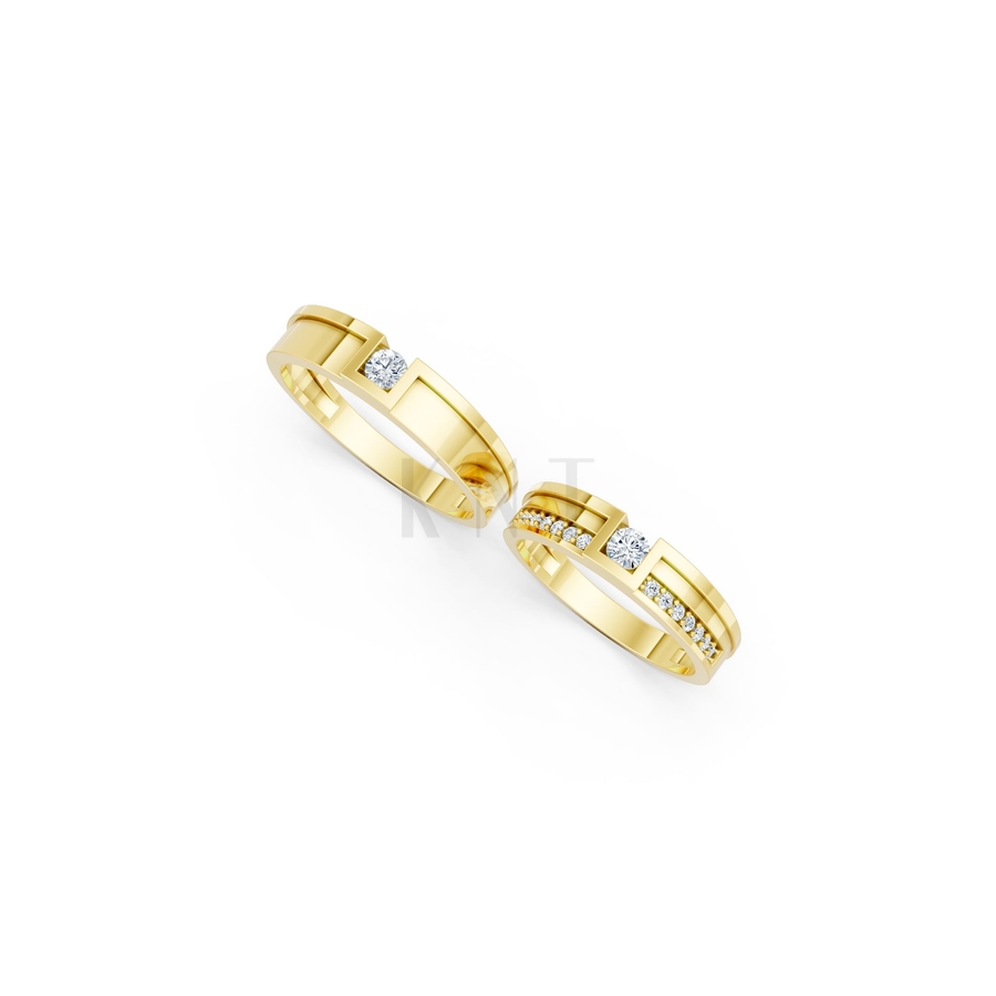 NHẪN CƯỚI E854 màu Vàng Gold vàng 10K/14K/18K/607 cao cấp, thanh lịch