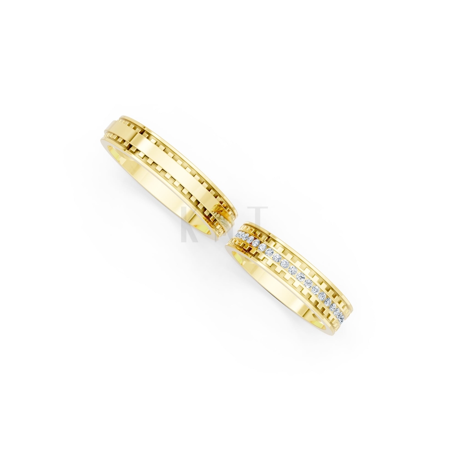 NHẪN CƯỚI E856 màu Vàng Gold thiết kế phá cách, sang trọng