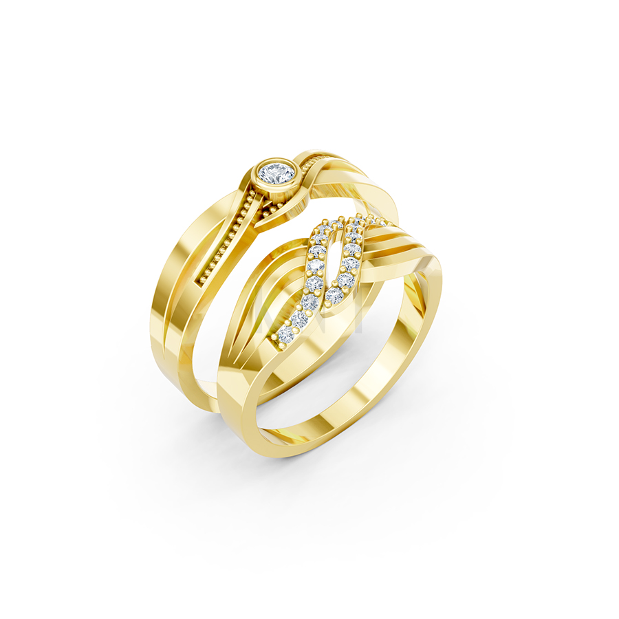 Nhẫn Cưới E861 màu Vàng Gold thiết kế tinh tế, sang trọng