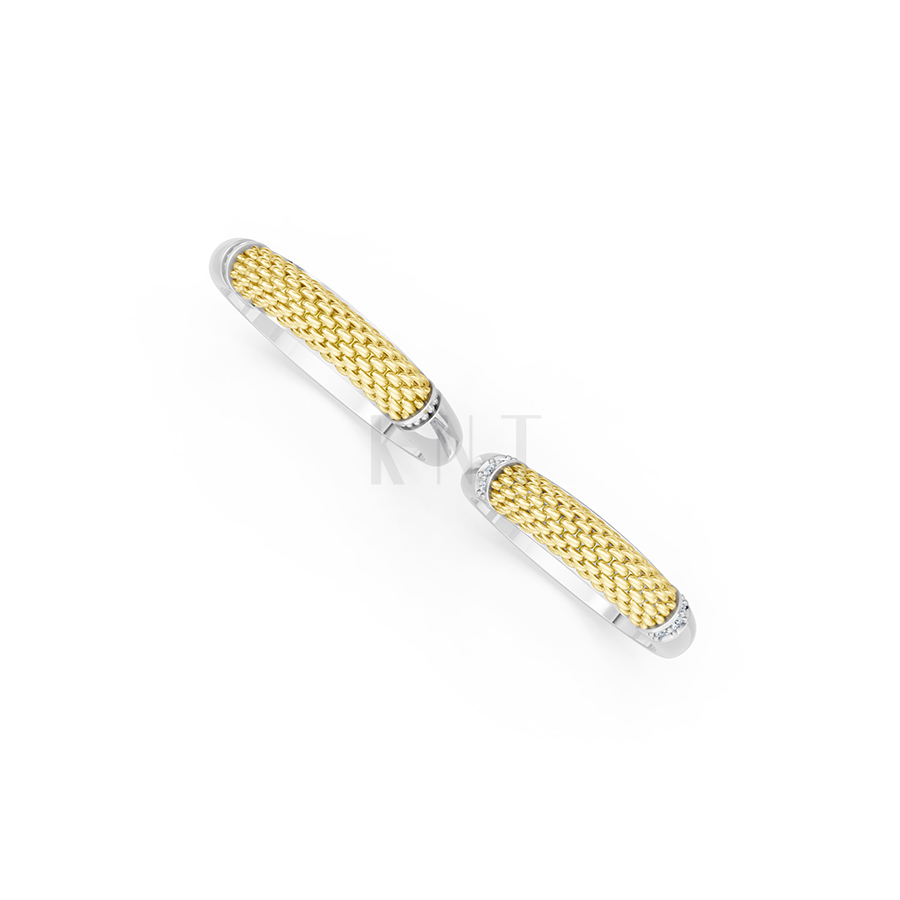 Nhẫn cưới E874 họa tiết lưới đan mềm mại, chạm khắc tỉ mỉ phối màu Dual Color thiết kế đối xứng, phong cách, ấn tượng