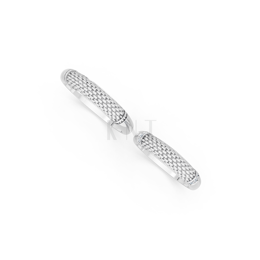 Nhẫn cưới E874 họa tiết lưới đan mềm mại, chạm khắc tỉ mỉ màu vàng trắng White Gold kiểu dáng cá tính, hiện đại