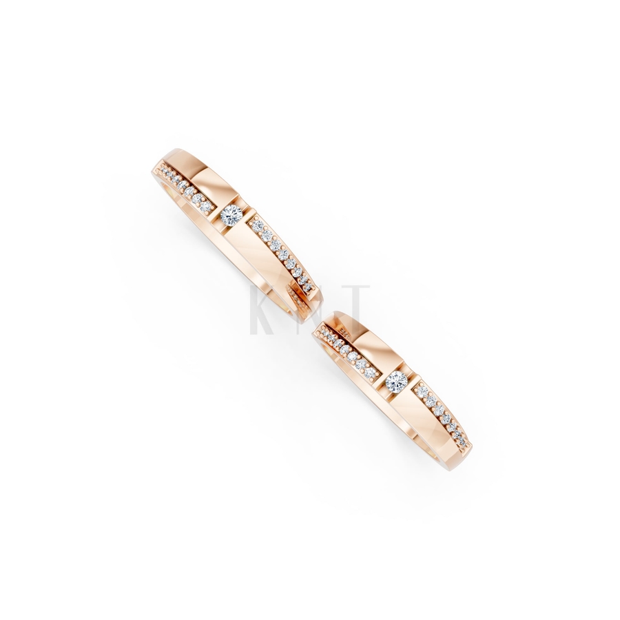 NHẪN CƯỚI E878 màu vàng hồng Rose Gold phong cách trẻ trung, nổi bật