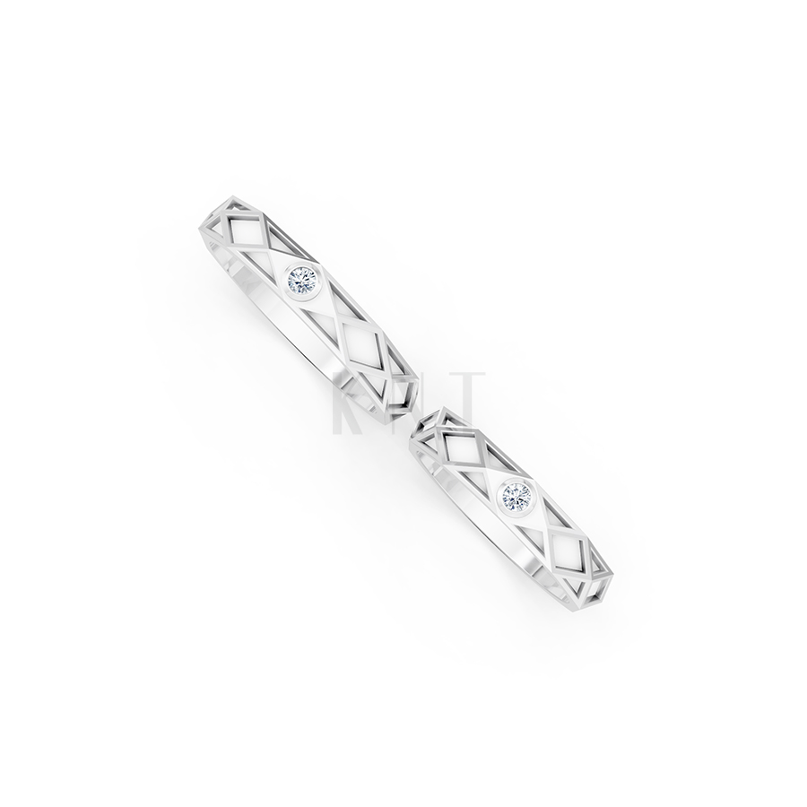 Nhẫn Cưới Collab Ceramic - E899 - Nhẫn cưới tráng men 1 hột đá màu vàng trắng White Gold kiểu dáng cá tính, hiện đại