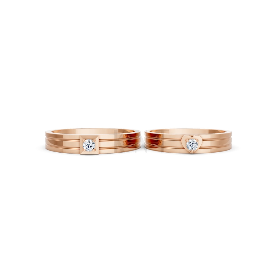 Nhẫn cưới H1 màu vàng hồng Rose Gold phong cách trẻ trung, nổi bật